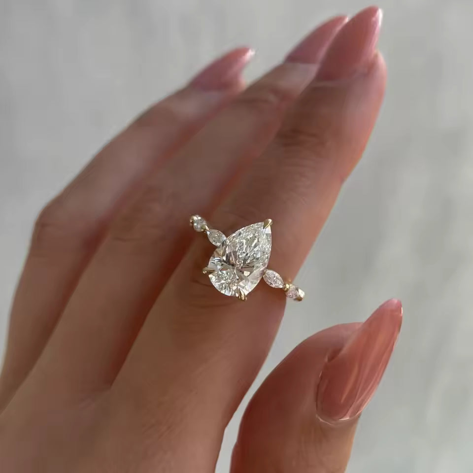 Spring Hot Selling New Gold Plated Stainless Steel Rings For Women water drop Zircon Wedding Ring Jewelry Accessories Wholesale 4 sold byLandu Jewelry Store ... (357 sold