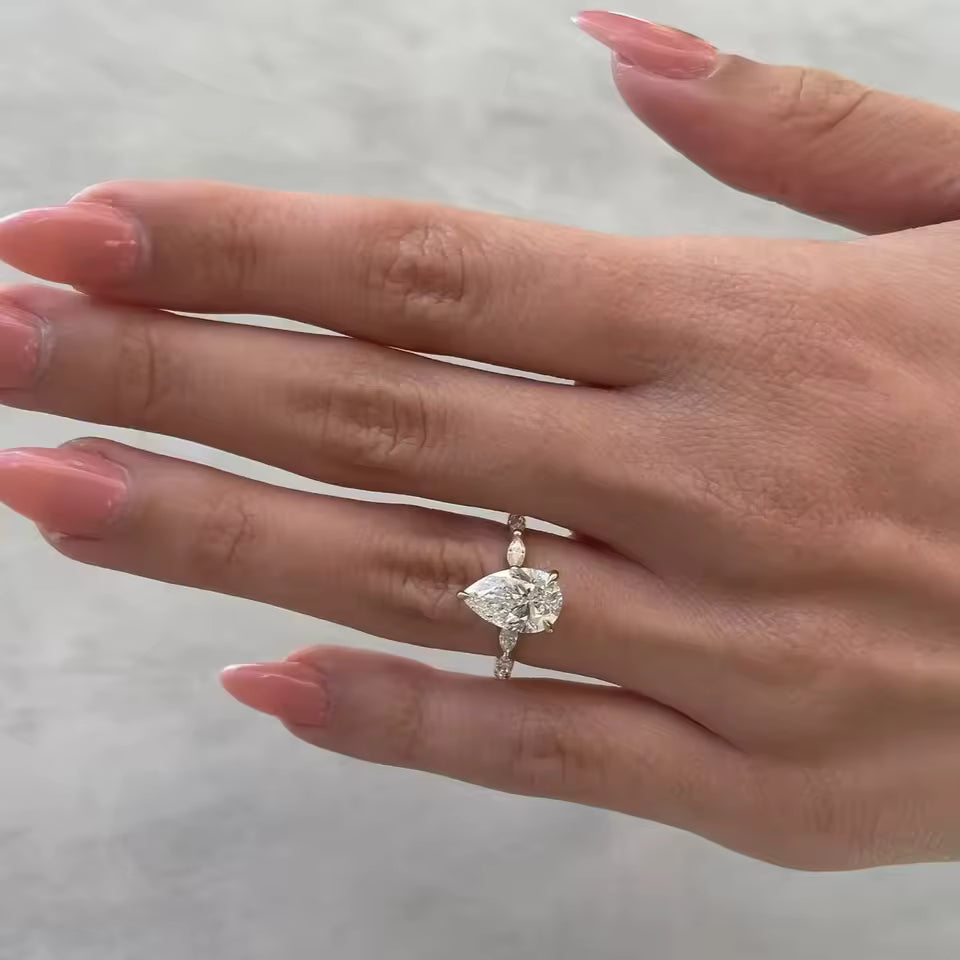 Spring Hot Selling New Gold Plated Stainless Steel Rings For Women water drop Zircon Wedding Ring Jewelry Accessories Wholesale 4 sold byLandu Jewelry Store ... (357 sold