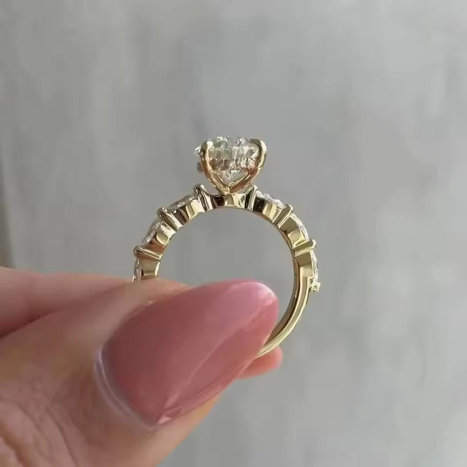 Spring Hot Selling New Gold Plated Stainless Steel Rings For Women water drop Zircon Wedding Ring Jewelry Accessories Wholesale 4 sold byLandu Jewelry Store ... (357 sold
