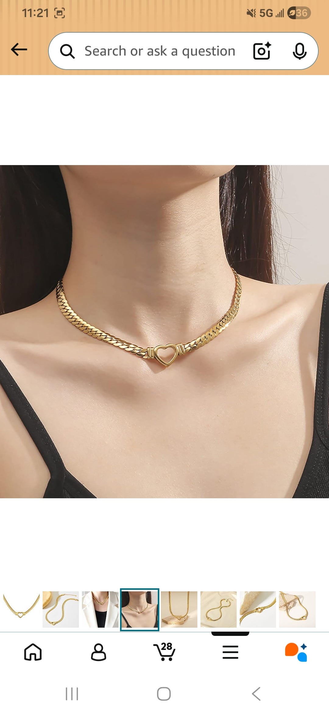 Classic Gold Curb Link Necklace with Heart Pendant