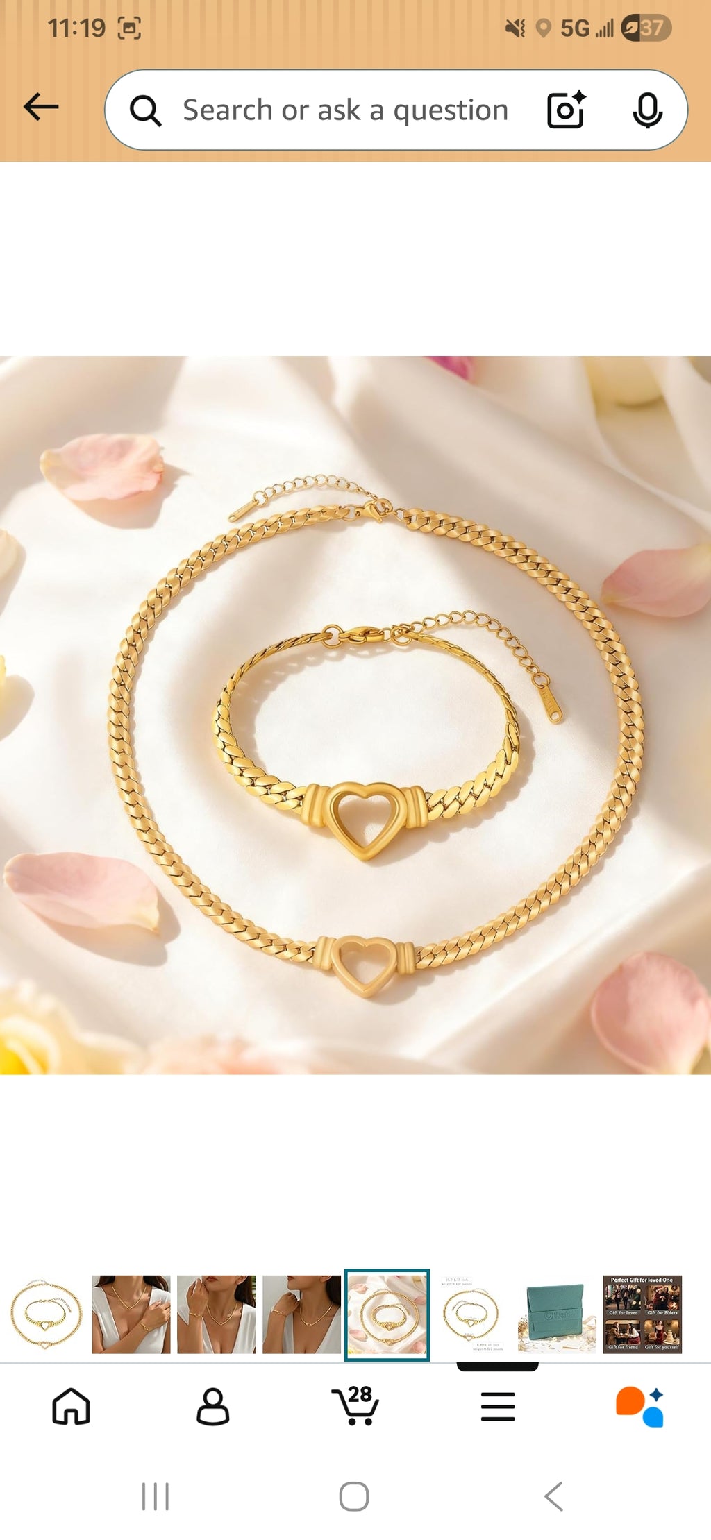 Classic Gold Curb Link Necklace with Heart Pendant