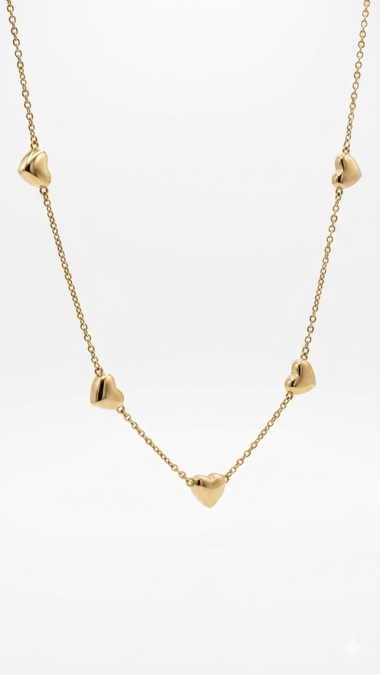 Elegant Titanium Steel Gold Plated Necklace For Women Non-fading Light Luxury Niche Geometric Heart Pearl Pendant Clavicle Chain Jewelry 18K Gold Plated Stainless Steel Minimalist Accessories