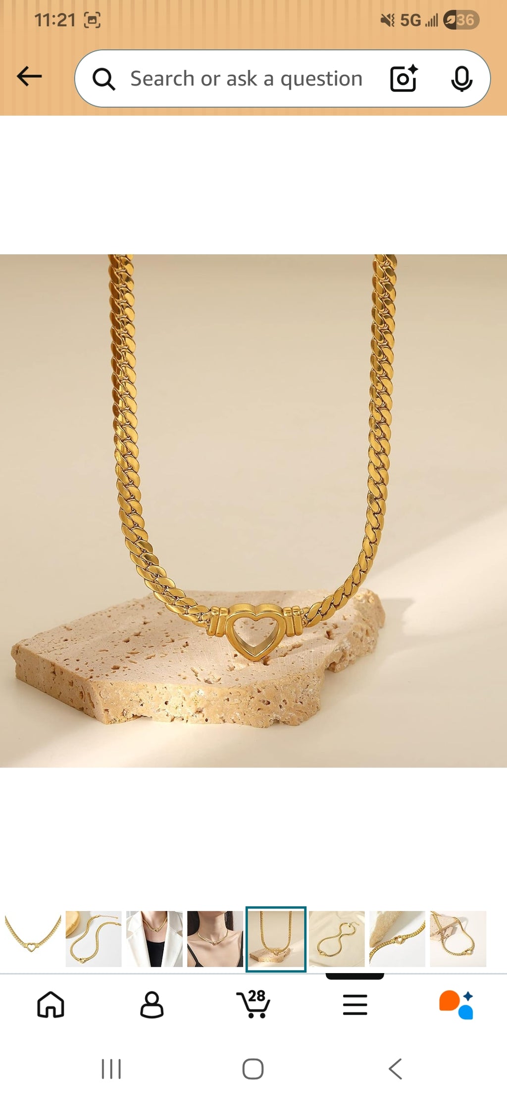 Classic Gold Curb Link Necklace with Heart Pendant