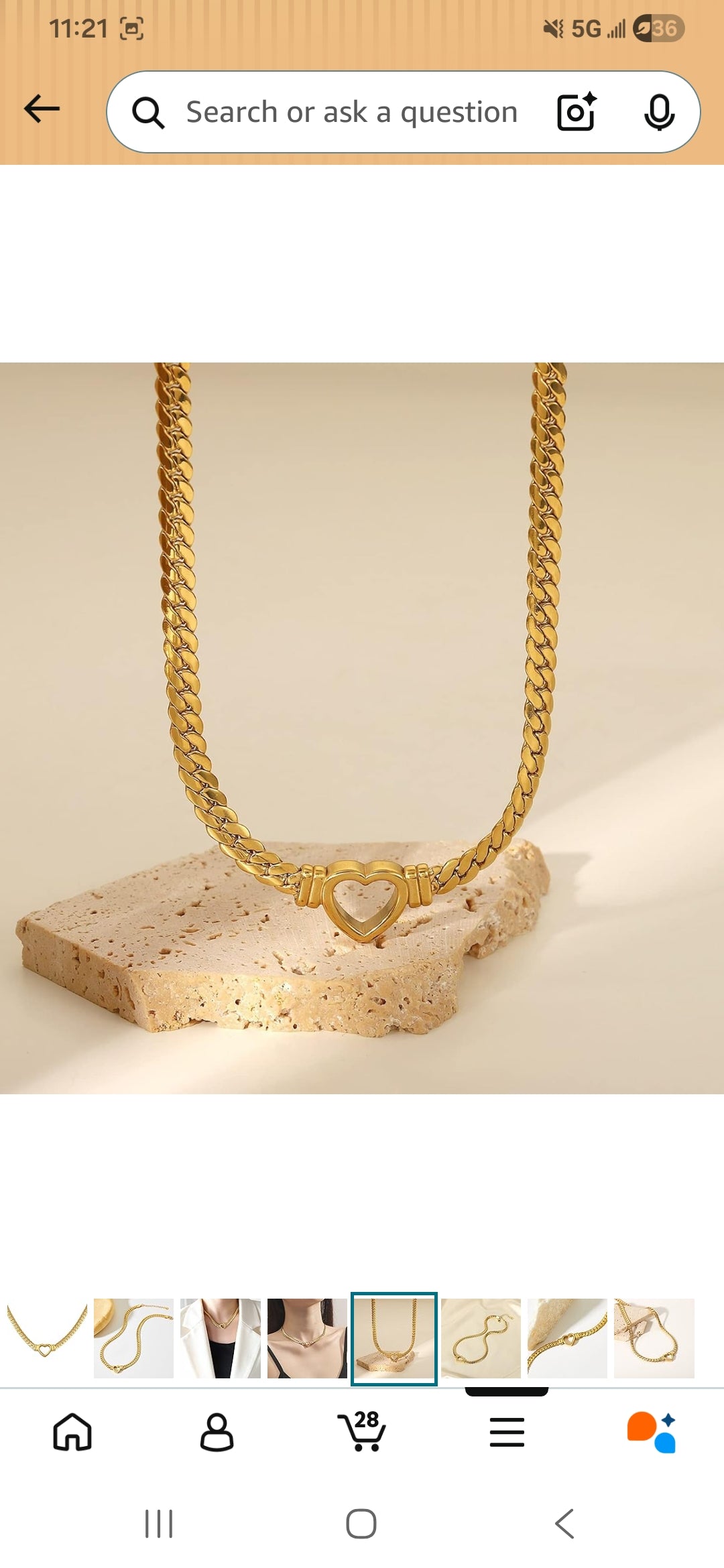 Classic Gold Curb Link Necklace with Heart Pendant