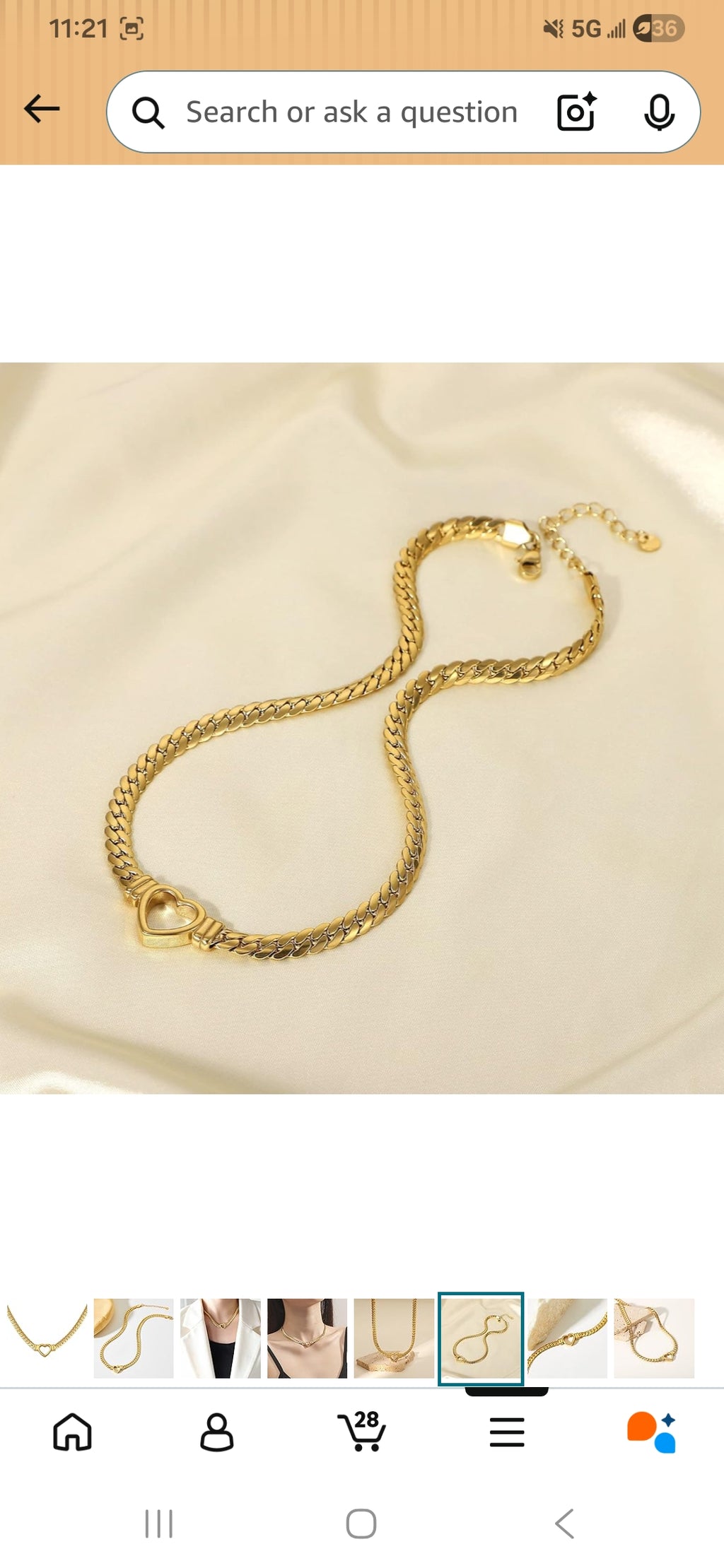 Classic Gold Curb Link Necklace with Heart Pendant