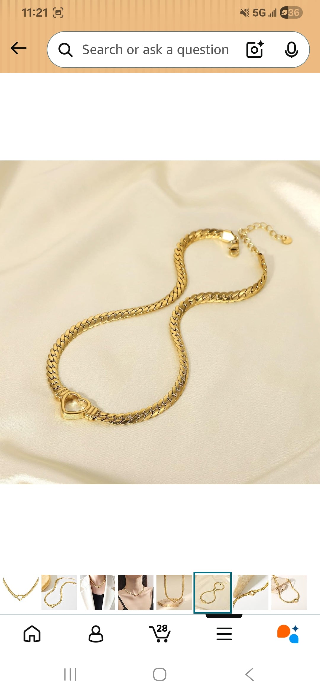 Classic Gold Curb Link Necklace with Heart Pendant