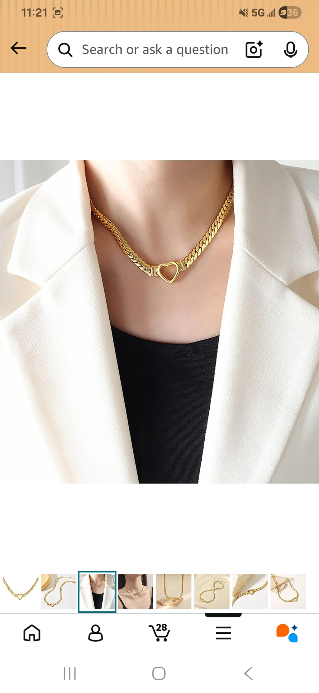 Classic Gold Curb Link Necklace with Heart Pendant