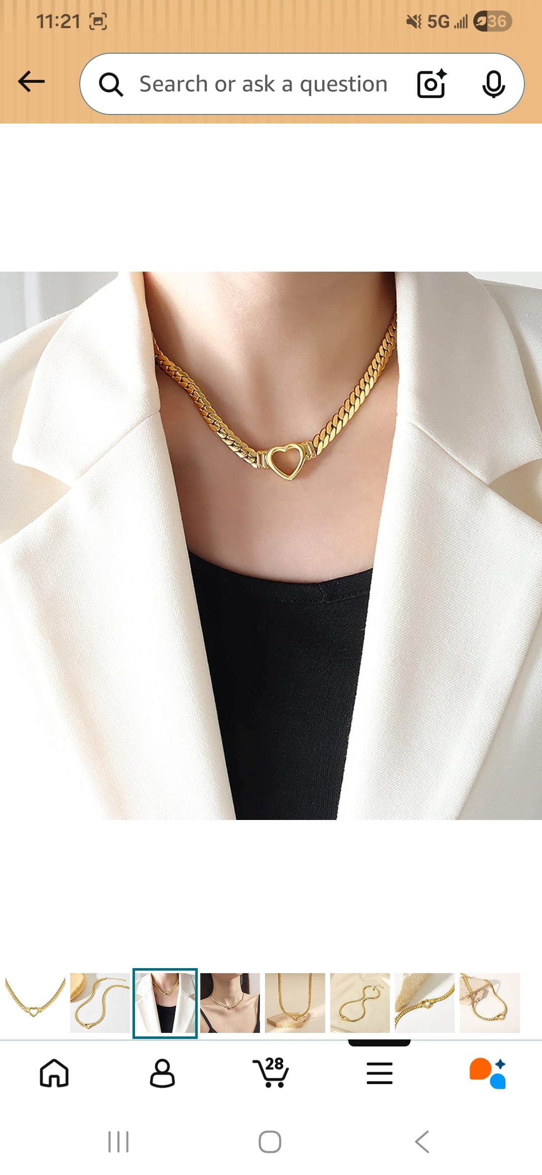 Classic Gold Curb Link Necklace with Heart Pendant
