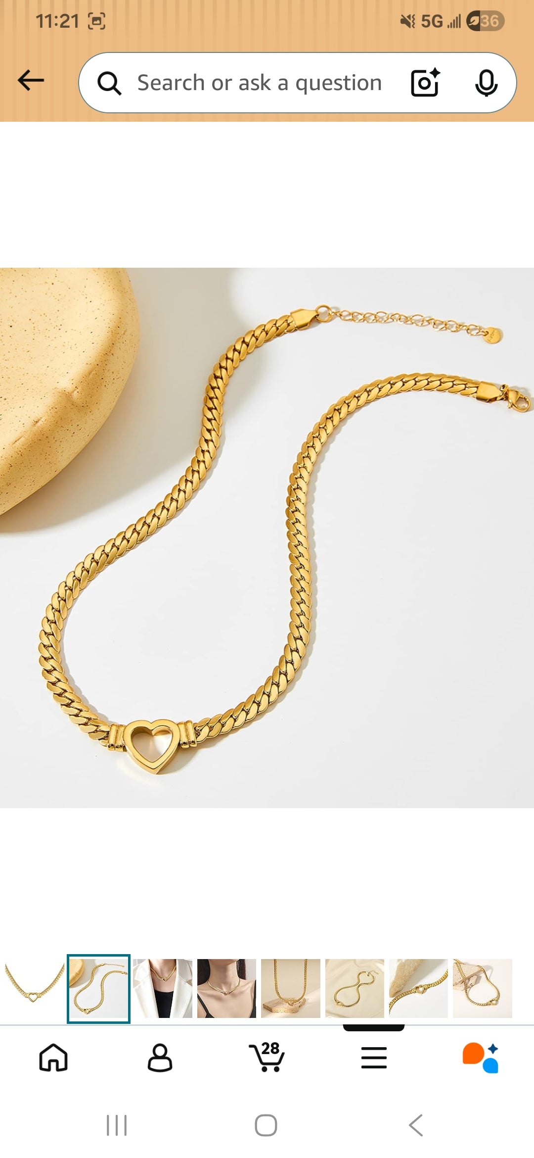 Classic Gold Curb Link Necklace with Heart Pendant